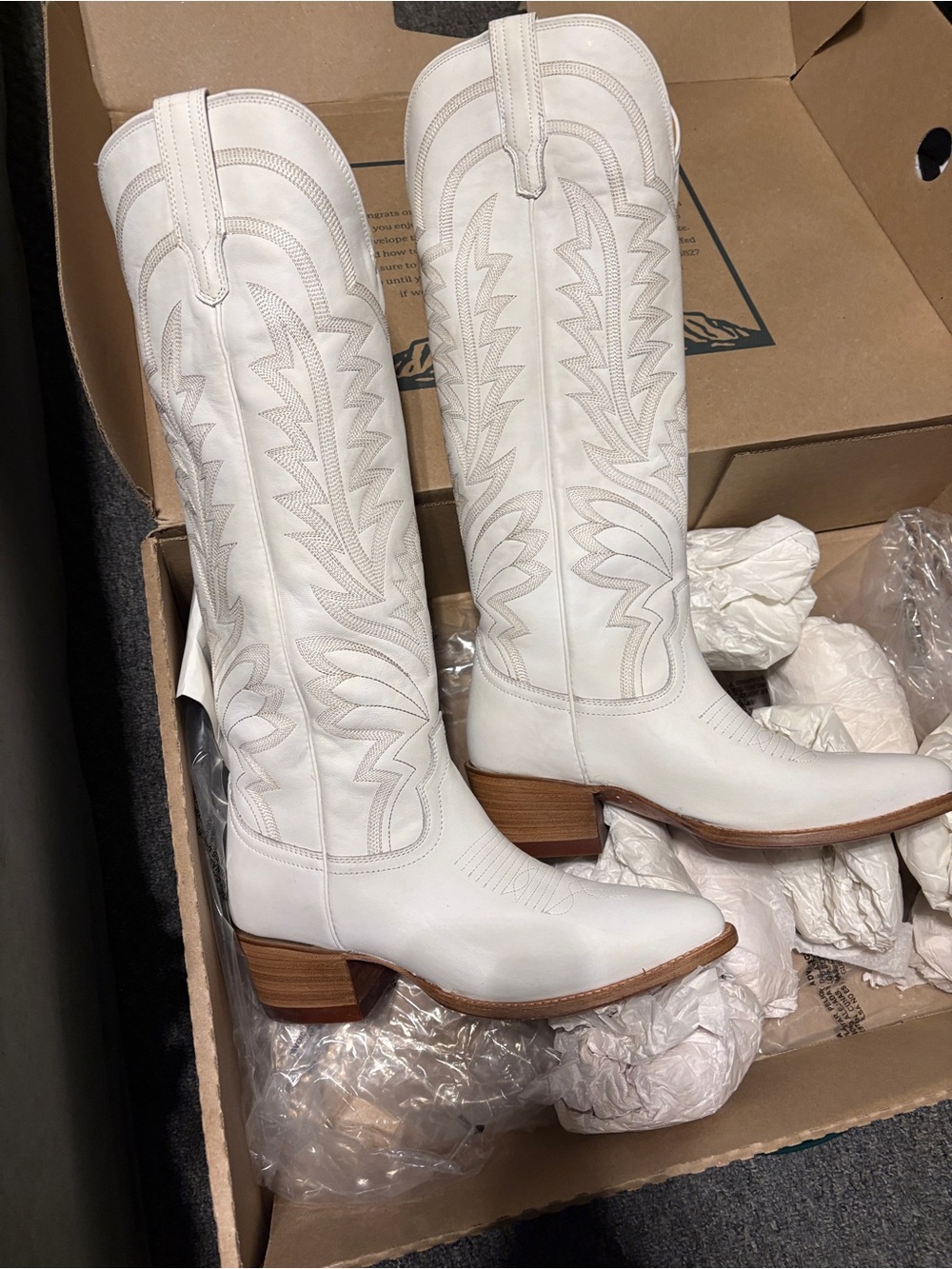Tecovas The Abby Snow White Leather Western Knee-High Boots